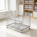 Foldable Wire Storage Cage with Front Drop Door - Open-Top Metal Mesh Crate for Pets, Storage, and Organization - Heavy Duty, Portable, and Versatile Design