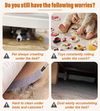 L-Shaped Under Couch Blocker for Pets/Toys/Cats, 8 Pack Adjustable Stair Gap Blockers, Clear Plastic Bed Bottom Guards with Adhesives(100x25 cm (39x9.8 in))