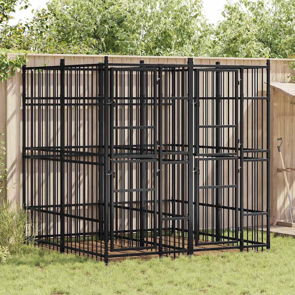 Outdoor Dog Kennel Heavy Duty Steel Exercise Pen, Extra Large Pet Playpen with Lockable Door for Backyard, 226.8 x 75.6 x 78.7 Inches
