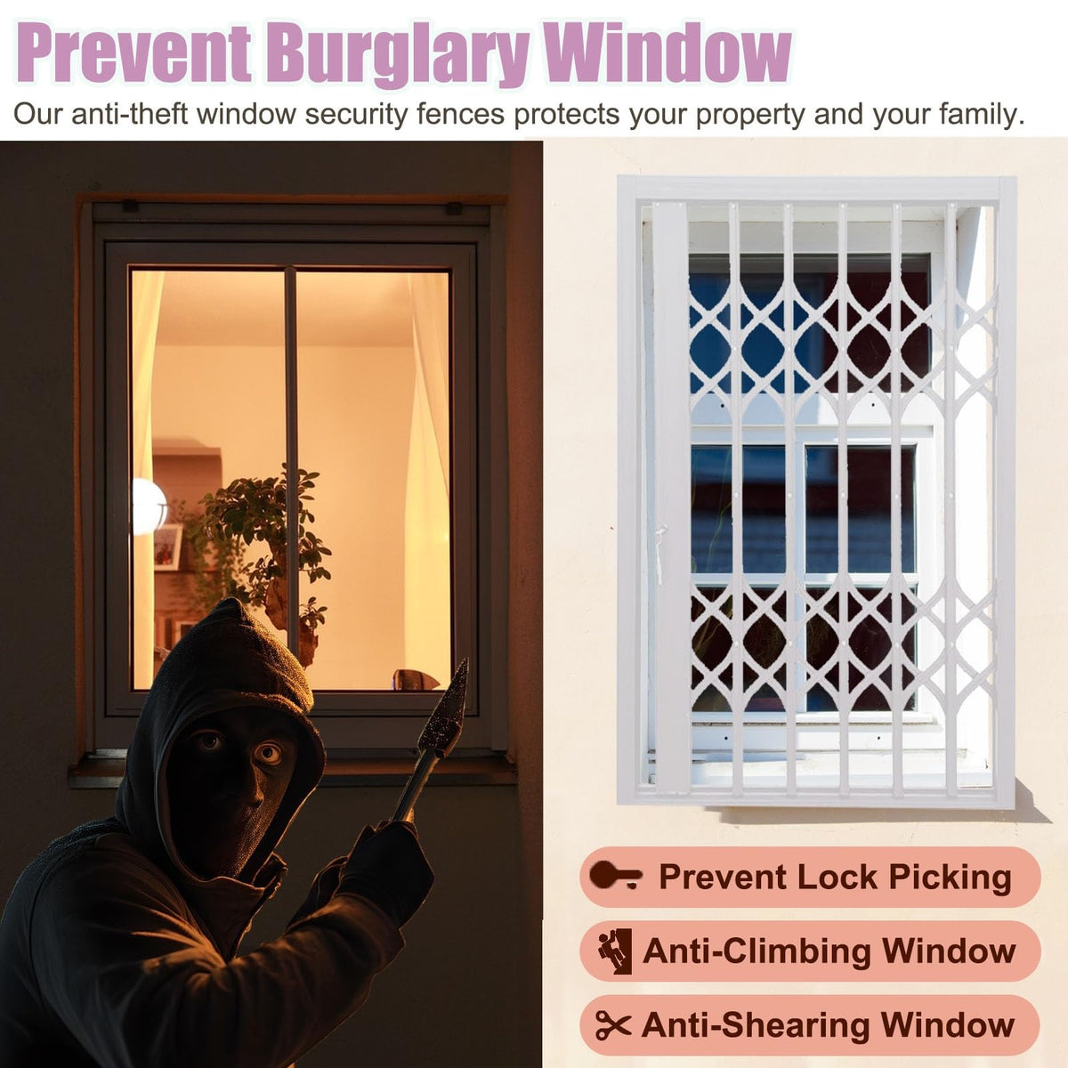 Metal Cat Window Guard - Folding Sliding Fence for Pets, Security Anti-Burglary Net for Outdoor/Indoor Use (33x70in / 84x178cm) - Durable Invisible Protection