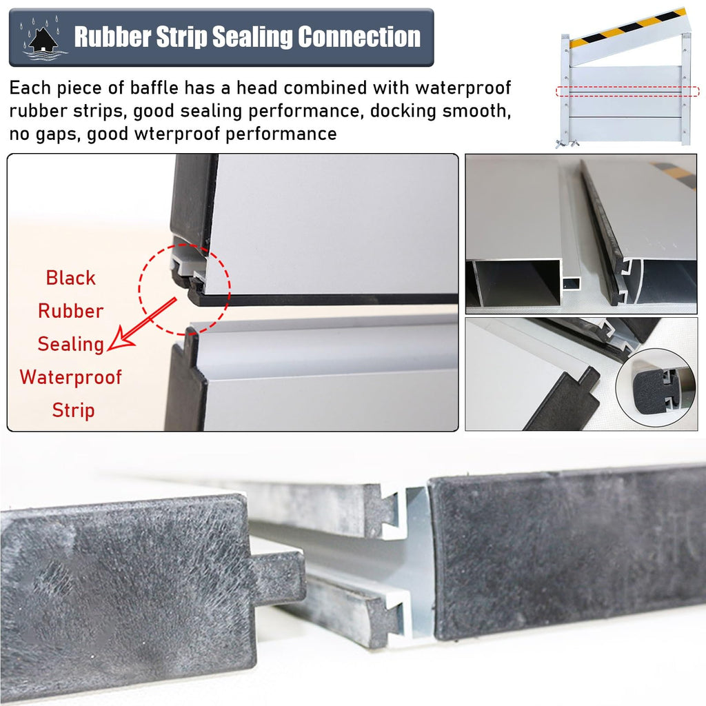 Detachable Anti Flood Gate 4.5ft High, Flood Control Barrier 21' 20' 19' 18' 17' 16' 15' 14' 13' 12' 11' 10' 9' 8' 7' 6' 5' 4', Flood Protection Baffle(Silver-L-9.8ft/117.6"/298.7cm)
