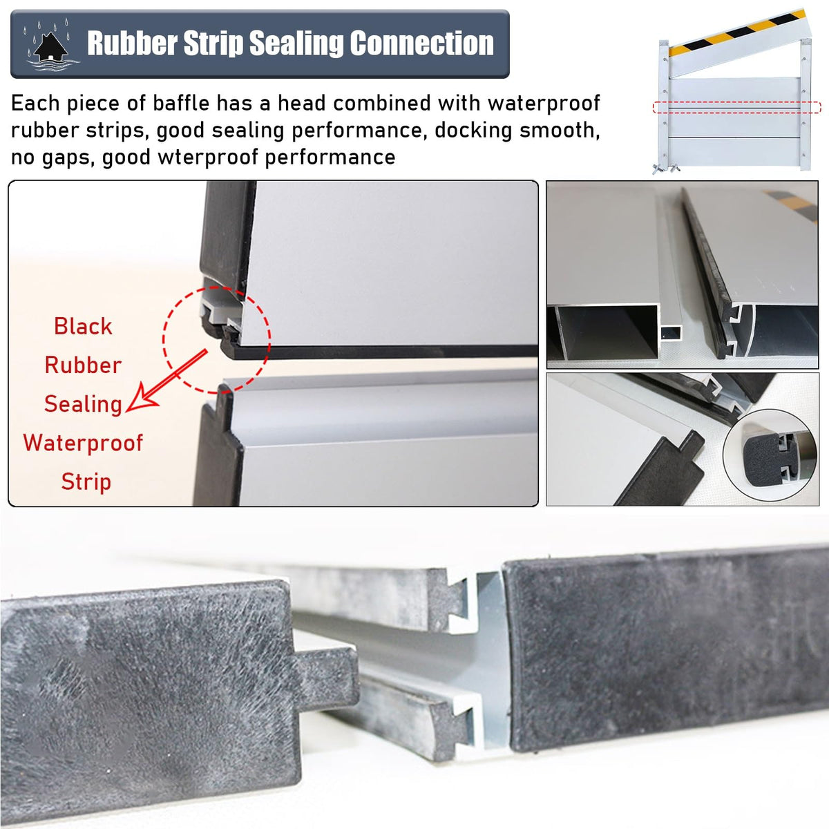 Detachable Anti Flood Gate 4.5ft High, Flood Control Barrier 21' 20' 19' 18' 17' 16' 15' 14' 13' 12' 11' 10' 9' 8' 7' 6' 5' 4', Flood Protection Baffle(Silver-L-9.8ft/117.6"/298.7cm)