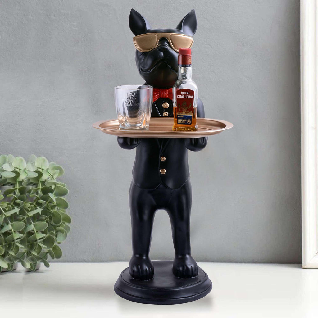 Daughter Cool Dog Showpiece with Plate for Home Décor Item | Kitchen,Bedroom,Office,Dinning Table Decorative Item -08