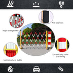 Heavy-Duty 23ft Retractable Metal Barrier with Wheels - Adjustable Safe Fence & Foldable Security Gate for Traffic Control, Industrial, Events, Outdoor Safety