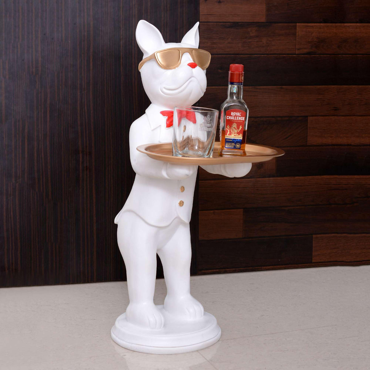 Mine Estore Cool Dog Showpiece with Plate for Home Décor Item | Kitchen,Bedroom,Office,Dinning Table Decorative Item -09