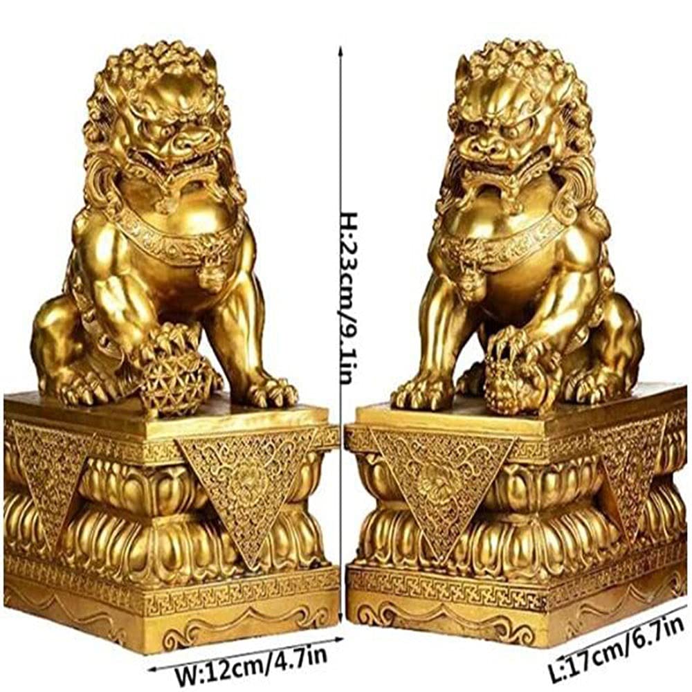 Large Size Wealth Fu Foo Dogs A Pair of Feng Shui Decor Guardian Lion Statues,to Ward Off Evil Energy Congratulatory Best Housewarming Gift