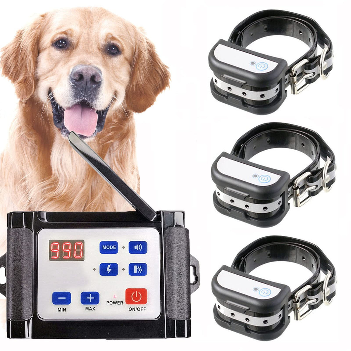 Wireless Dog Fence, Electric Dog Fence & Remote Training Collar 2-in-1, Pet Containment System Dog Boundary Container, Adjustable Control Range, Waterproof Rechargeable Collar, for All Dogs,for3dogs