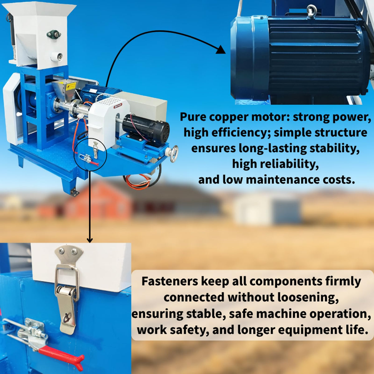 Electric Pet Feed Pellet Extruder with 5 Dies 88Lbs/h 5.5kW 220V