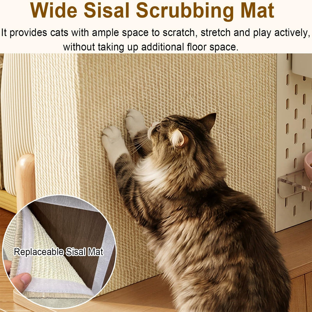 Space-Saving Cat Scratcher End Table with Open Shelving - Stylish Couch Corner Furniture for Cats, Durable Design, Multi-Functional Pet Accessory