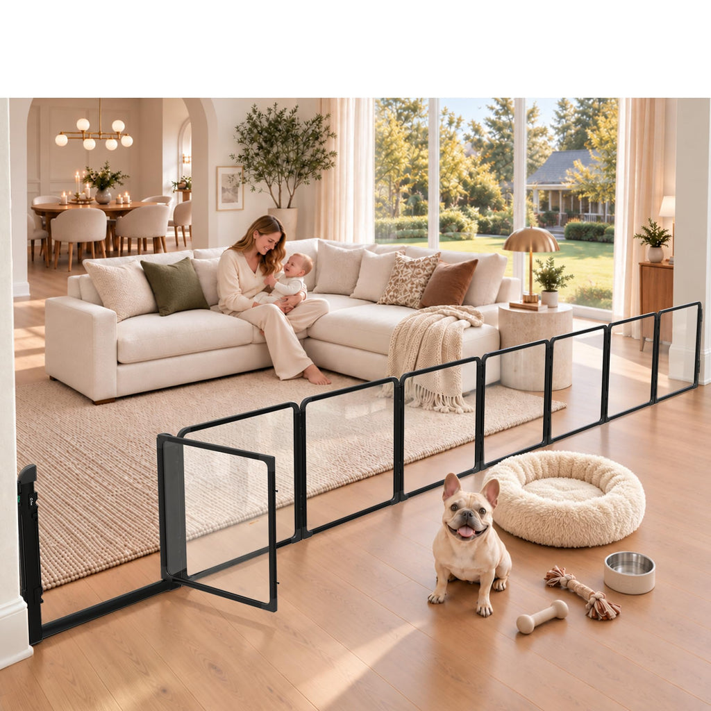 FXW ClariWall Metal & Acrylic Dog Gate, Extra Wide for Openings Up to 219"
