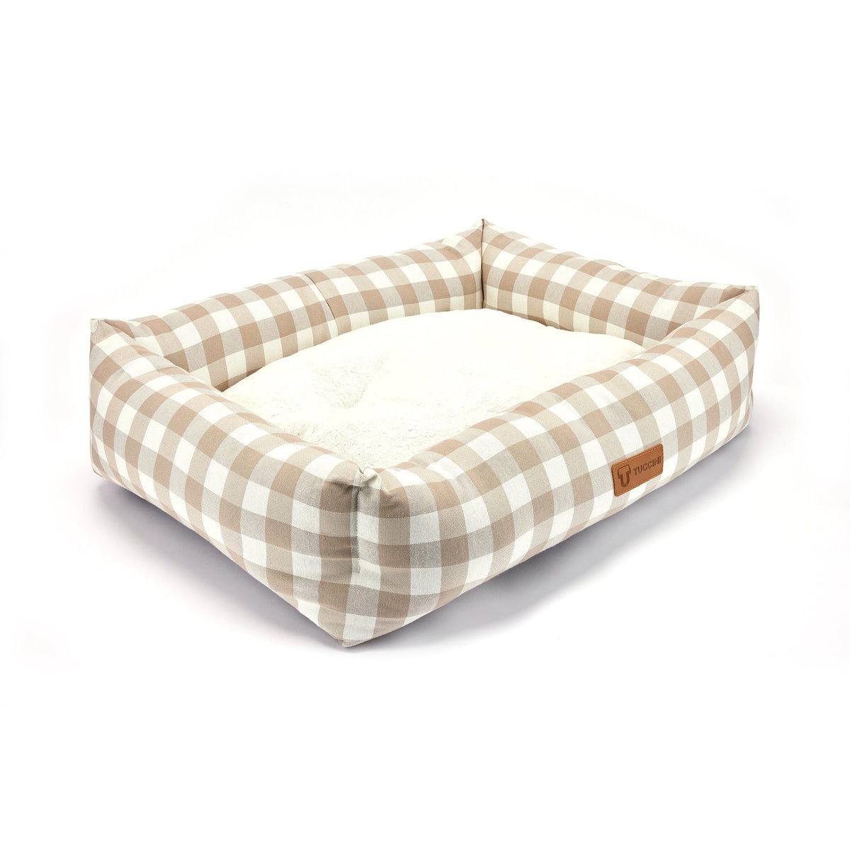 Orthopedic Medium Dog Bed, Raised Edges Plush Bolster, Calming Pet Bed