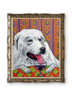 SCHMETZPETZ Great Pyrenees Wine Bar Art Print - Cute Dog Wall Decor - Available as Stretched Canvas in Sizes 8x10 to 24x36