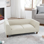 Pet Sofa with backrest and armrests, Modern Rectangular pet Sofa Suitable for Small and Medium Dogs, Soft Cushion Comfortable Dog Sofa,-Beige