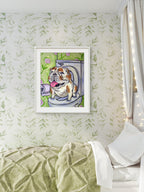 SCHMETZPETZ Funny Bulldog Wall Art - Dog Sitting on Toilet - Bathroom Decor - Available in Matte, Glossy or Stretched Canvas in Sizes 8x10 to 24x30