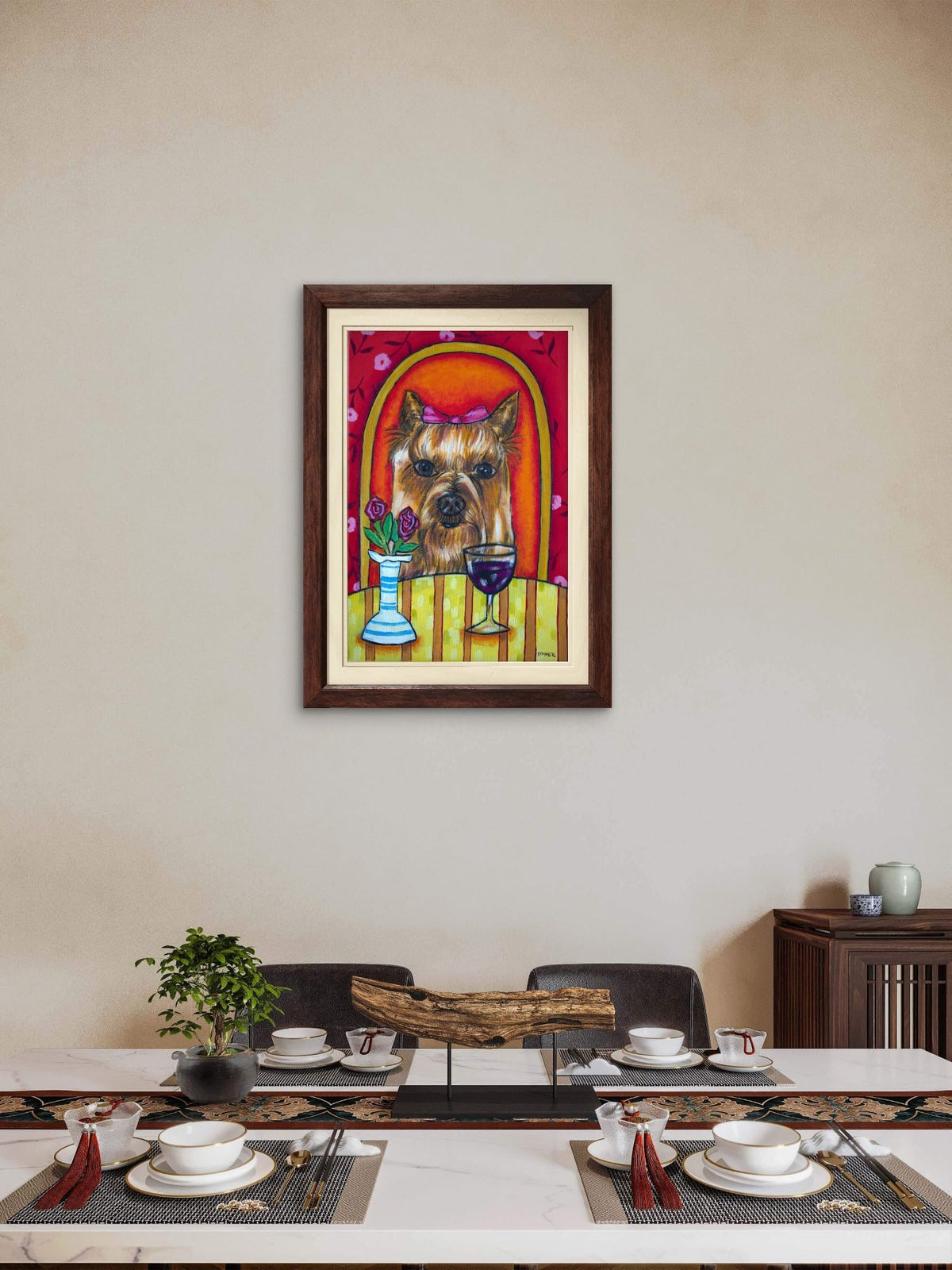 SCHMETZPETZYorkie Wine Bar Art Print – Yorkshire Terrier Dog Wall Decor
