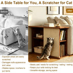 Space-Saving Cat Scratcher End Table with Open Shelving - Stylish Couch Corner Furniture for Cats, Durable Design, Multi-Functional Pet Accessory