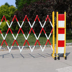 Heavy-Duty 23ft Retractable Metal Barrier with Wheels - Adjustable Safe Fence & Foldable Security Gate for Traffic Control, Industrial, Events, Outdoor Safety