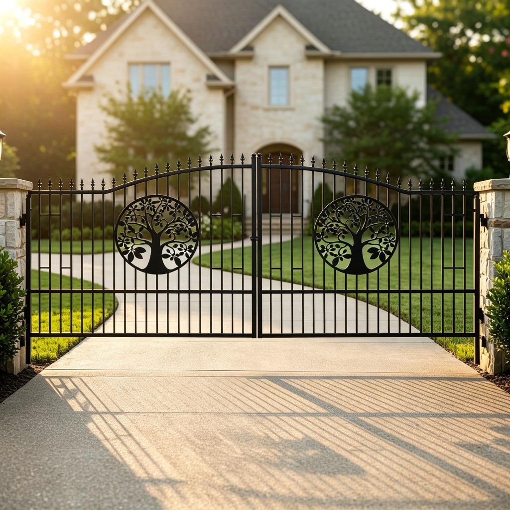20x7ft Heavy-Duty Galvanized Metal Security Gate Deer Design