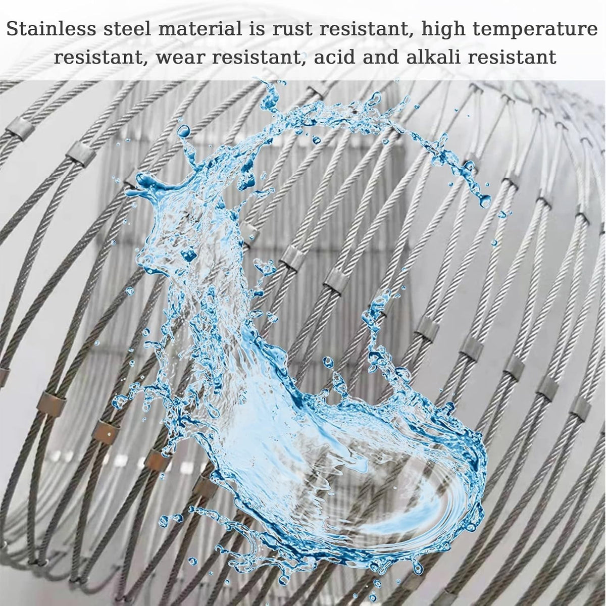 Flexible Stainless Steel Rope Mesh - Durable Safety Net for Garden & Farm Border Protection, Heavy-Duty, Weather-Resistant, Ideal for Pet Enclosure & Outdoor Use