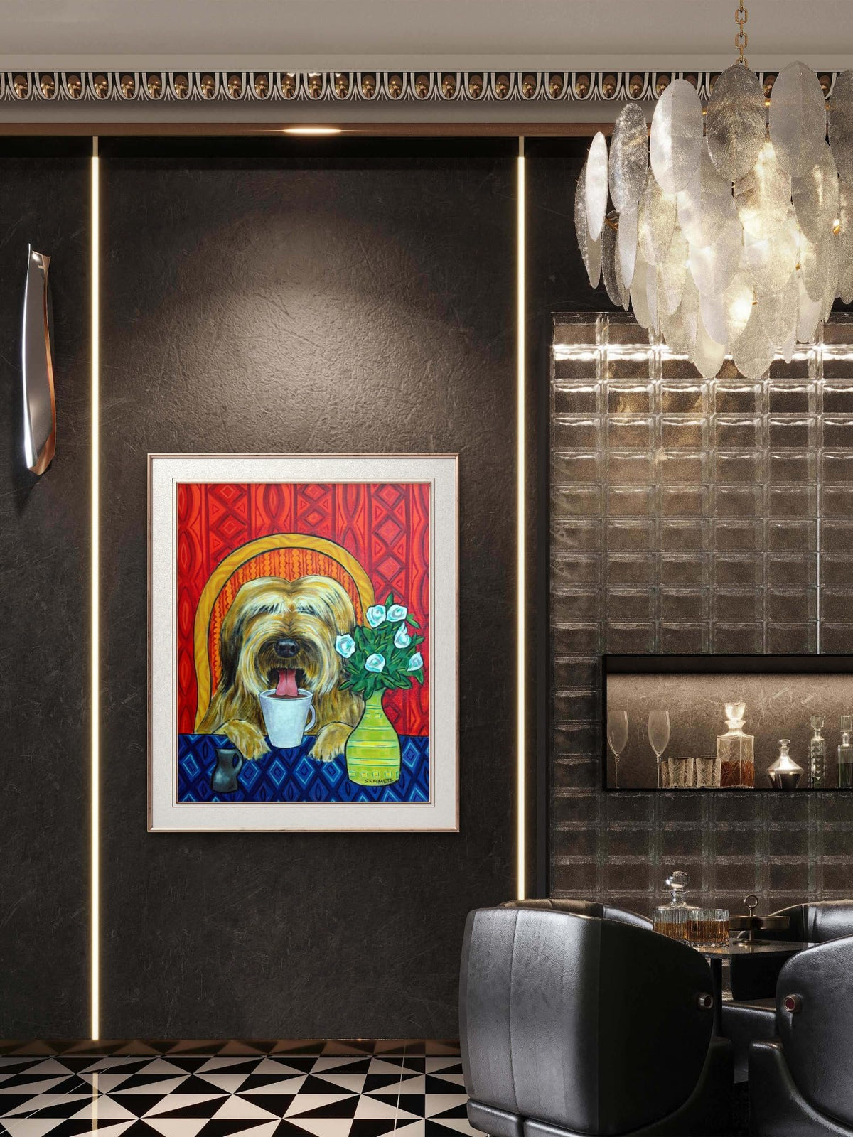 SCHMETZPETZ Briard Dog Coffee Shop Art Print