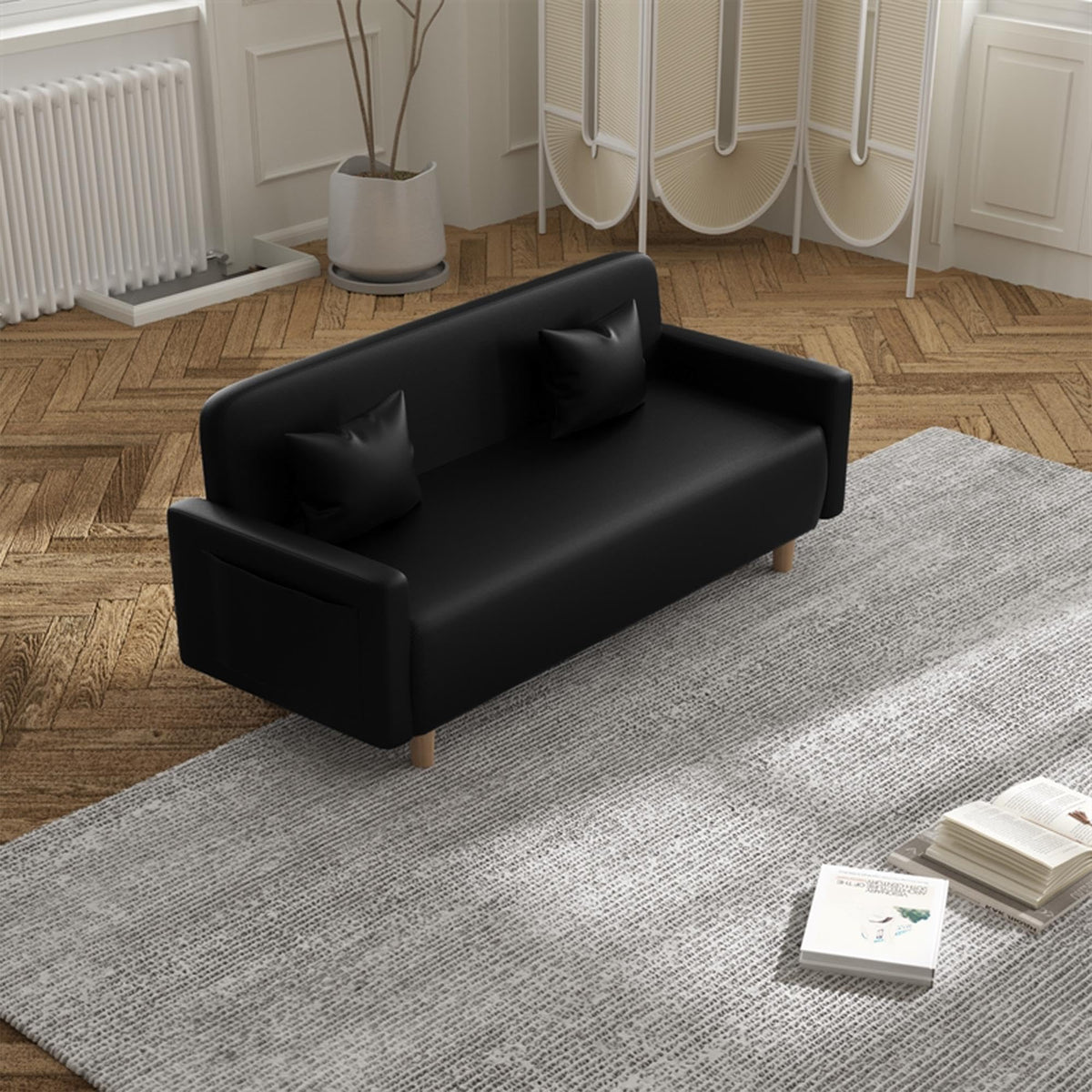 Cat Scratch Resistant Faux Leather Storage Sofa