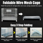 Foldable Wire Storage Cage with Front Drop Door - Open-Top Metal Mesh Crate for Pets, Storage, and Organization - Heavy Duty, Portable, and Versatile Design