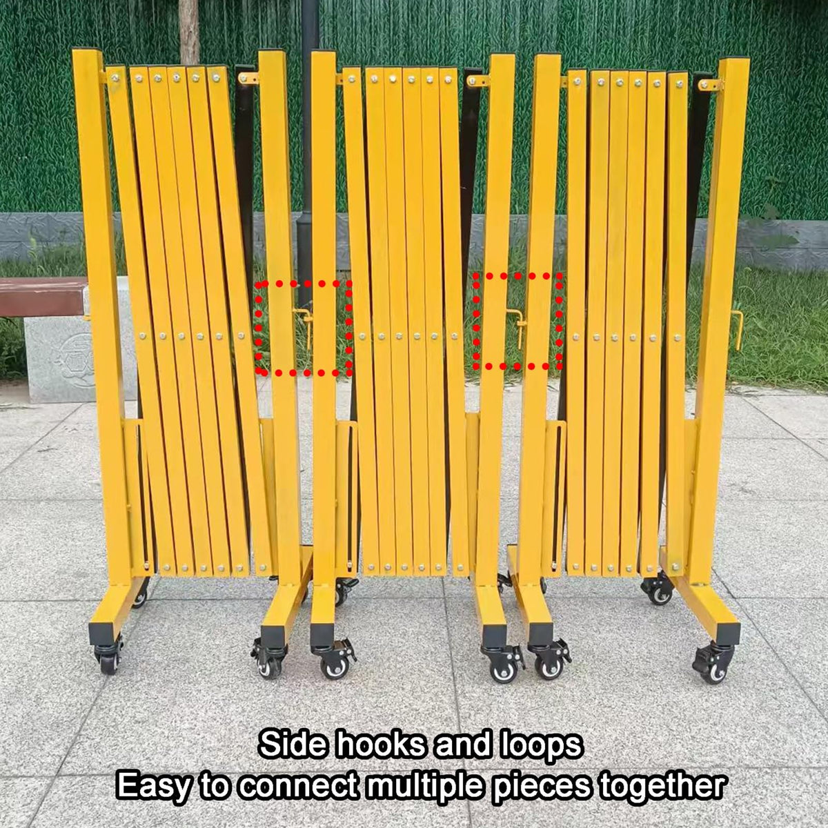 Retractable Folding Security Gate - Outdoor Scissor Door with Casters, Perfect for Schools, Traffic Control & Pet Safety, 150x600cm (59.1x236.2in)