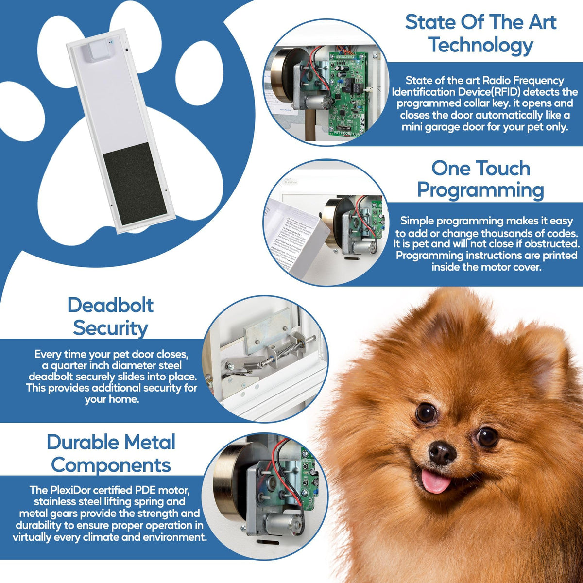 PlexiDor Performance Pet Doors Electronic Dog Door Large White Wall Mount