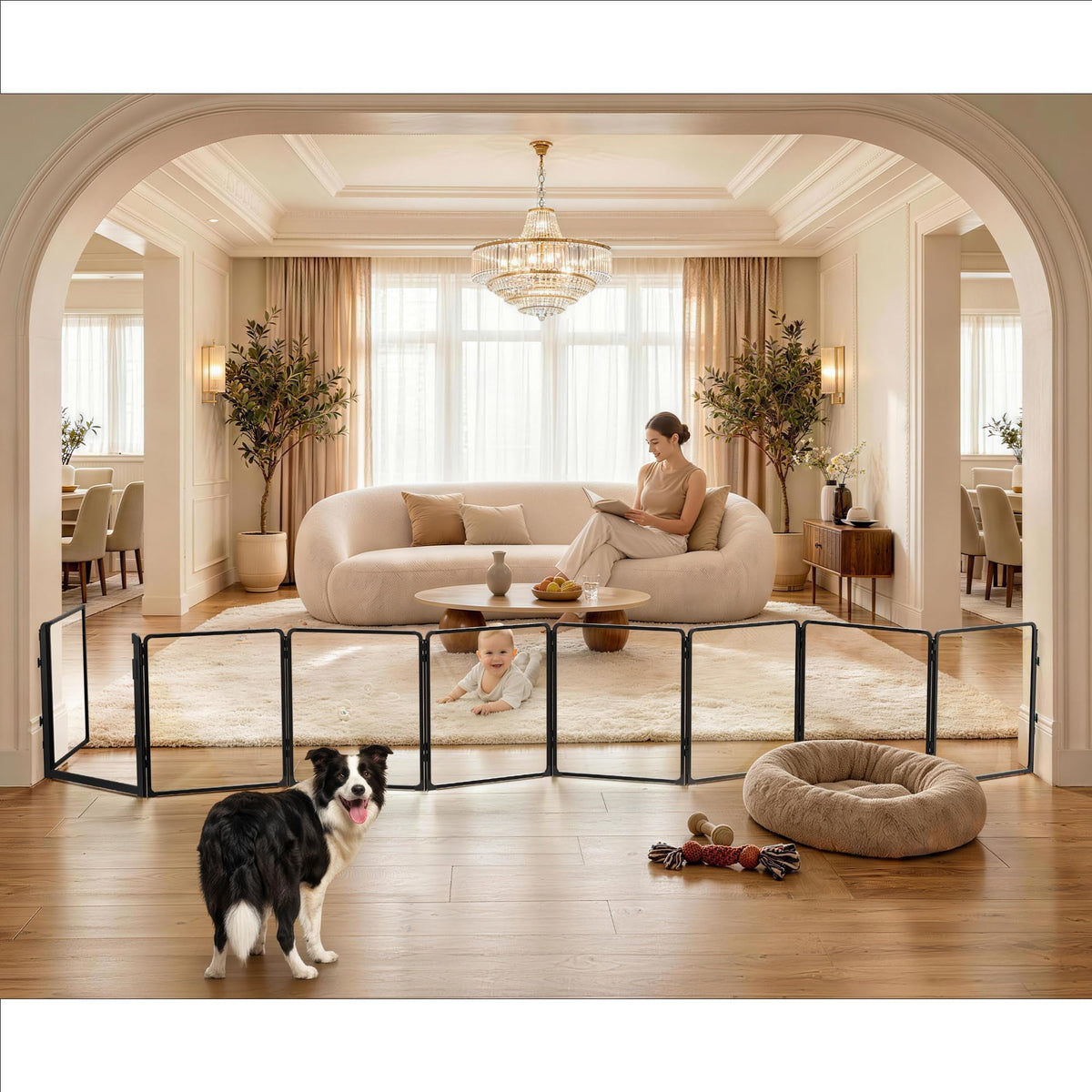 FXW ClariWall Metal & Acrylic Dog Gate, Extra Wide for Openings Up to 219"
