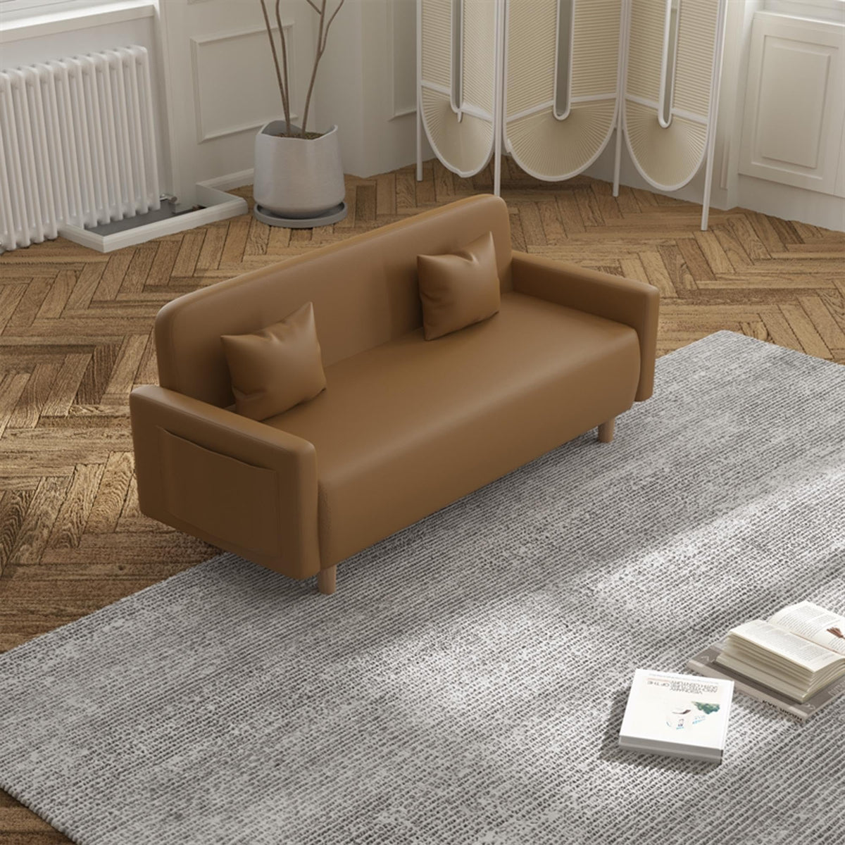 Cat Scratch Resistant Faux Leather Storage Sofa