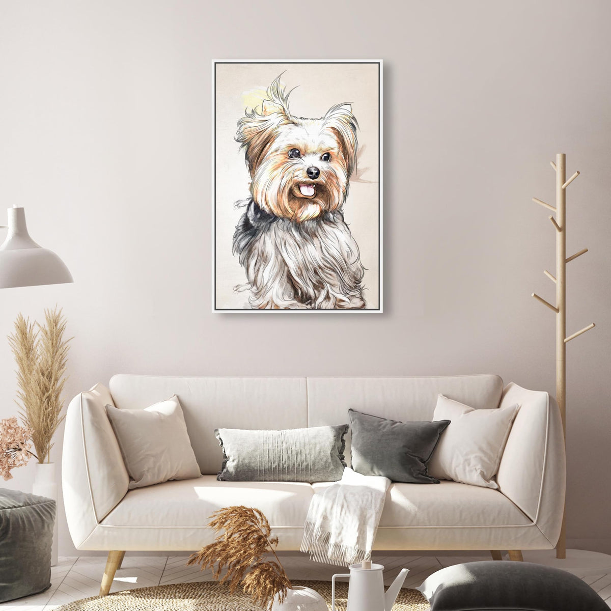 The Oliver Gal Artist Co. Animals Framed Wall Art Canvas Prints 'Yorkie Watercolor' Dogs and Puppies