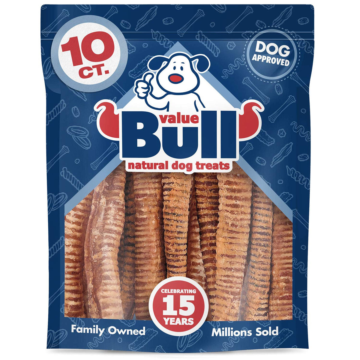 ValueBull Beef Trachea Dog Chews 10-12 Inch, 40 Count