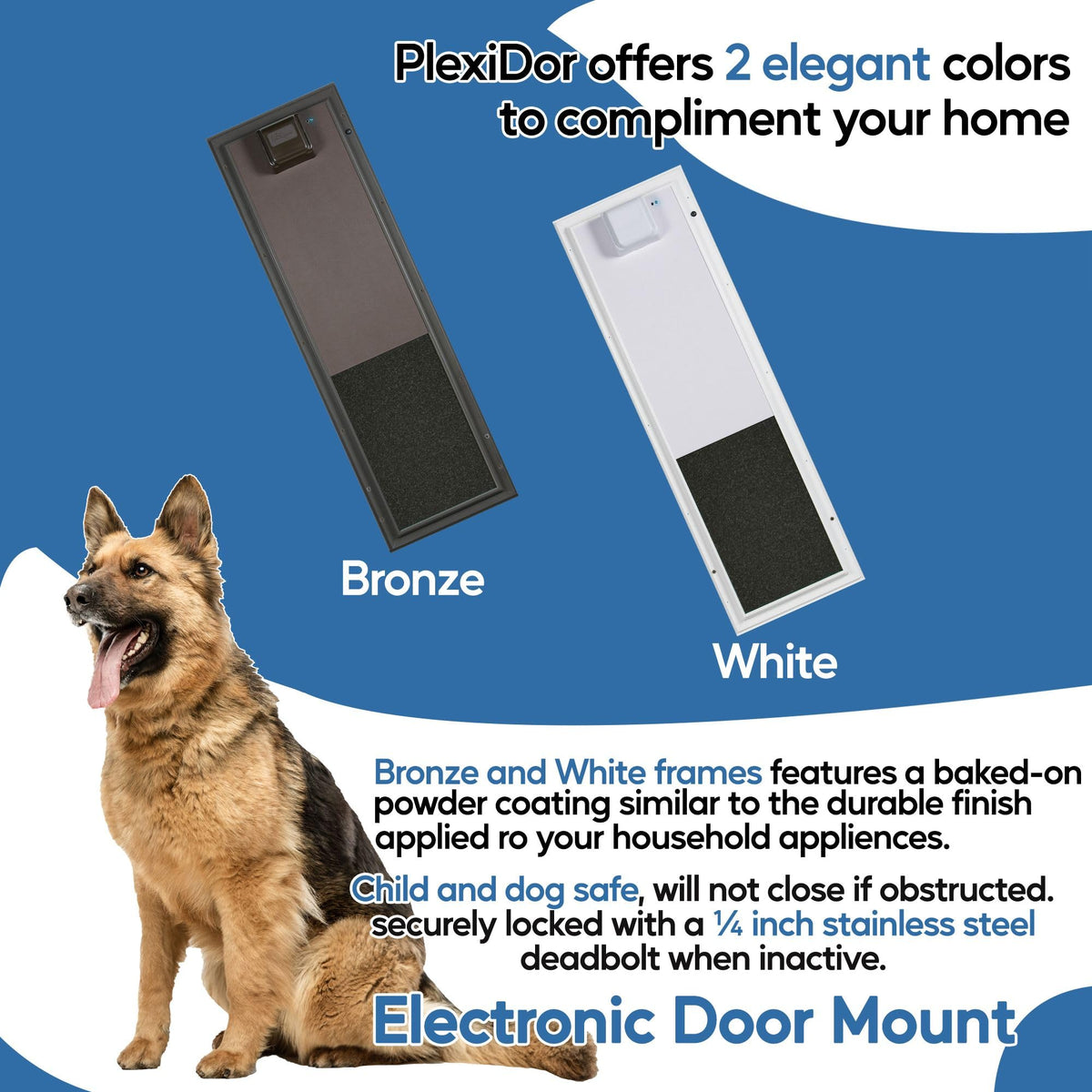 PlexiDor Performance Pet Doors Electronic Dog Door Large Door Mount - White