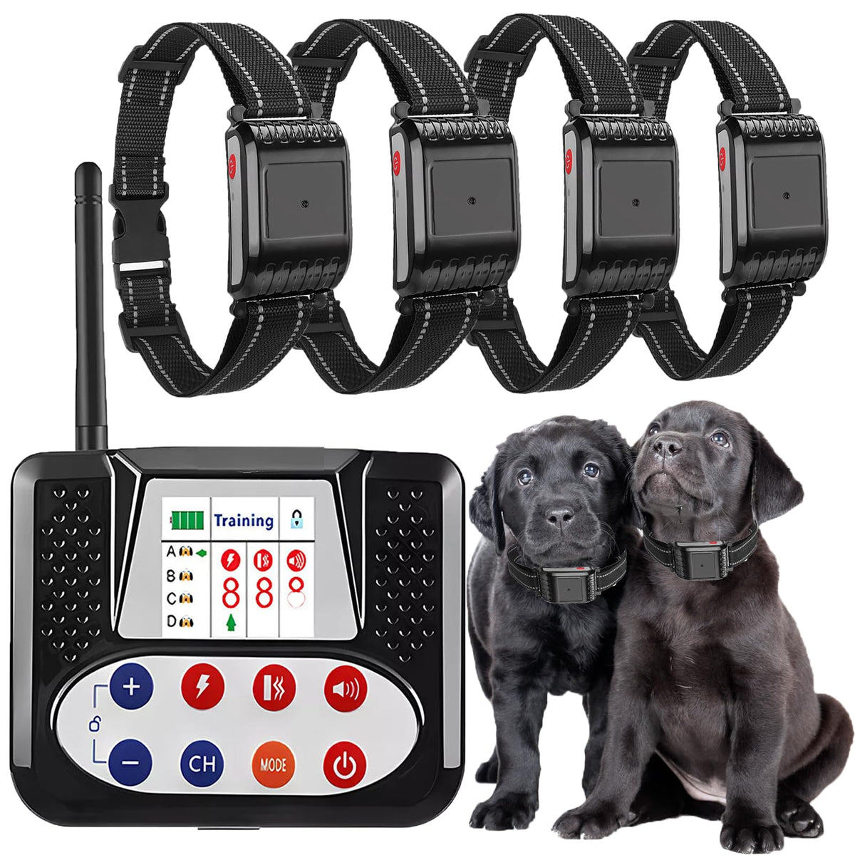 Dog Wireless Fence, Electric Pet Containment System, Waterproof and Rechargeable Training Collar Receiver, Vibration & Shock, With Accurate 2.4G Signal, Safe Effective for Stubborn Dogs,for4dogs
