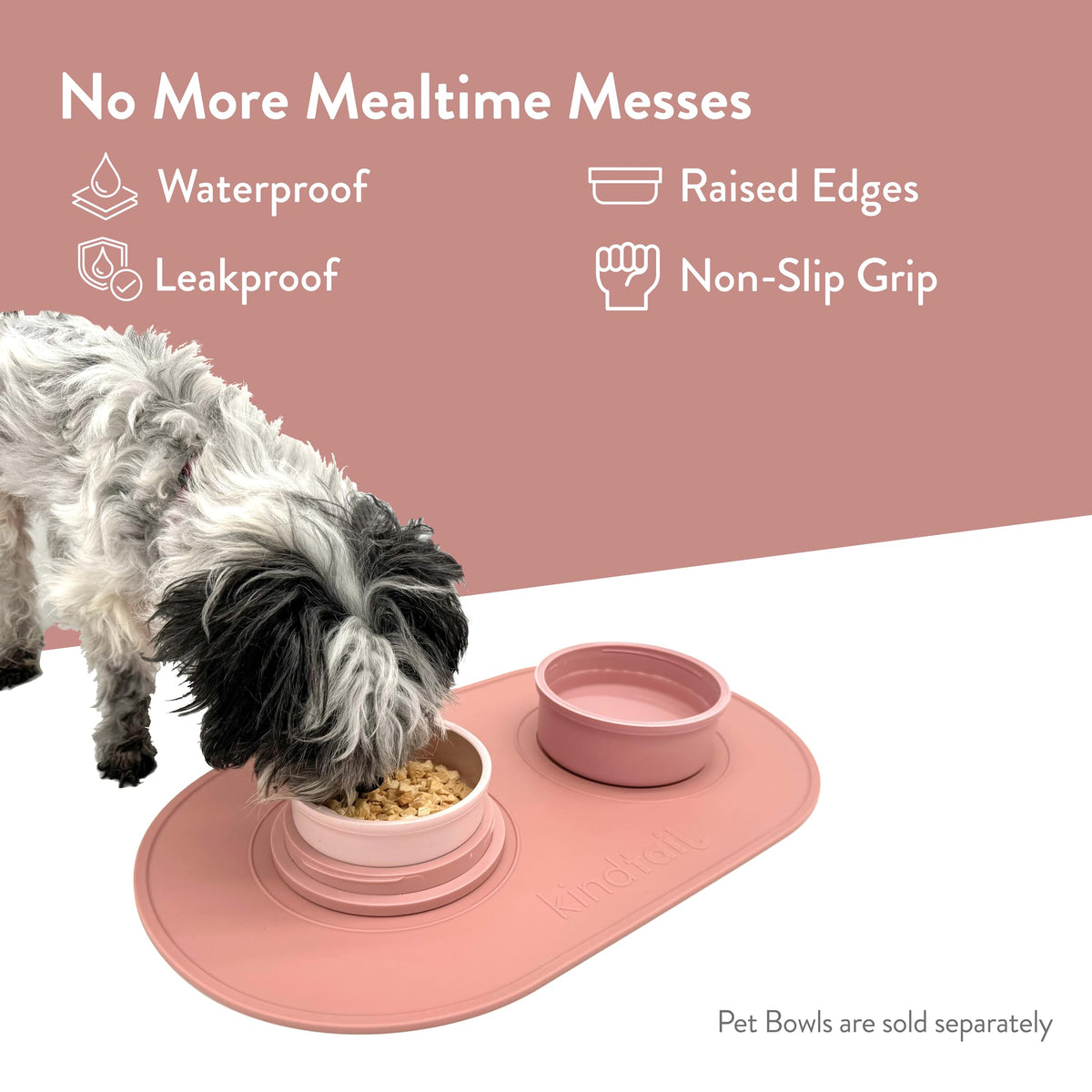 KindTail Dog Crate + Orthopedic Pet Bed + Crate Pad + Pet Bowls + Food Mat - Collapsible Pet Crate with Pad and Orthopedic Bed for Pets up to 25 Lbs - Includes (2) Bowls and a Silicone Mat - Medium