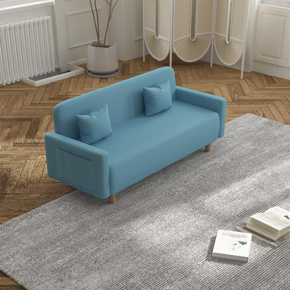 Cat Scratch Resistant Faux Leather Storage Sofa