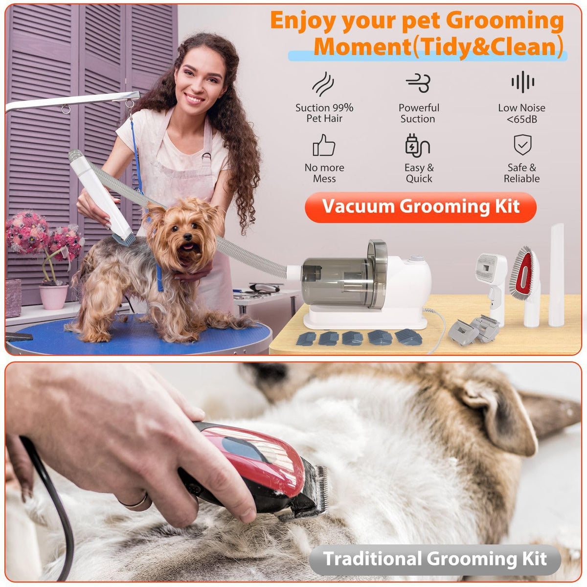 Pet Grooming Vacuum Kit for Dogs