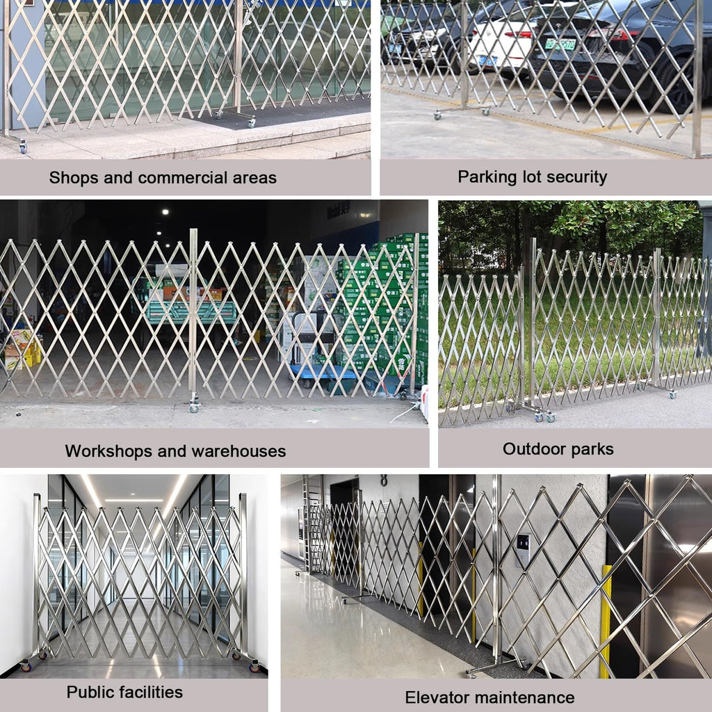 Portable Folding le Gate with Wheels, Design, Stainless Steel for Basements & Gas (71 x 79 inches, 1.8 x 2 m), & Easy to Use