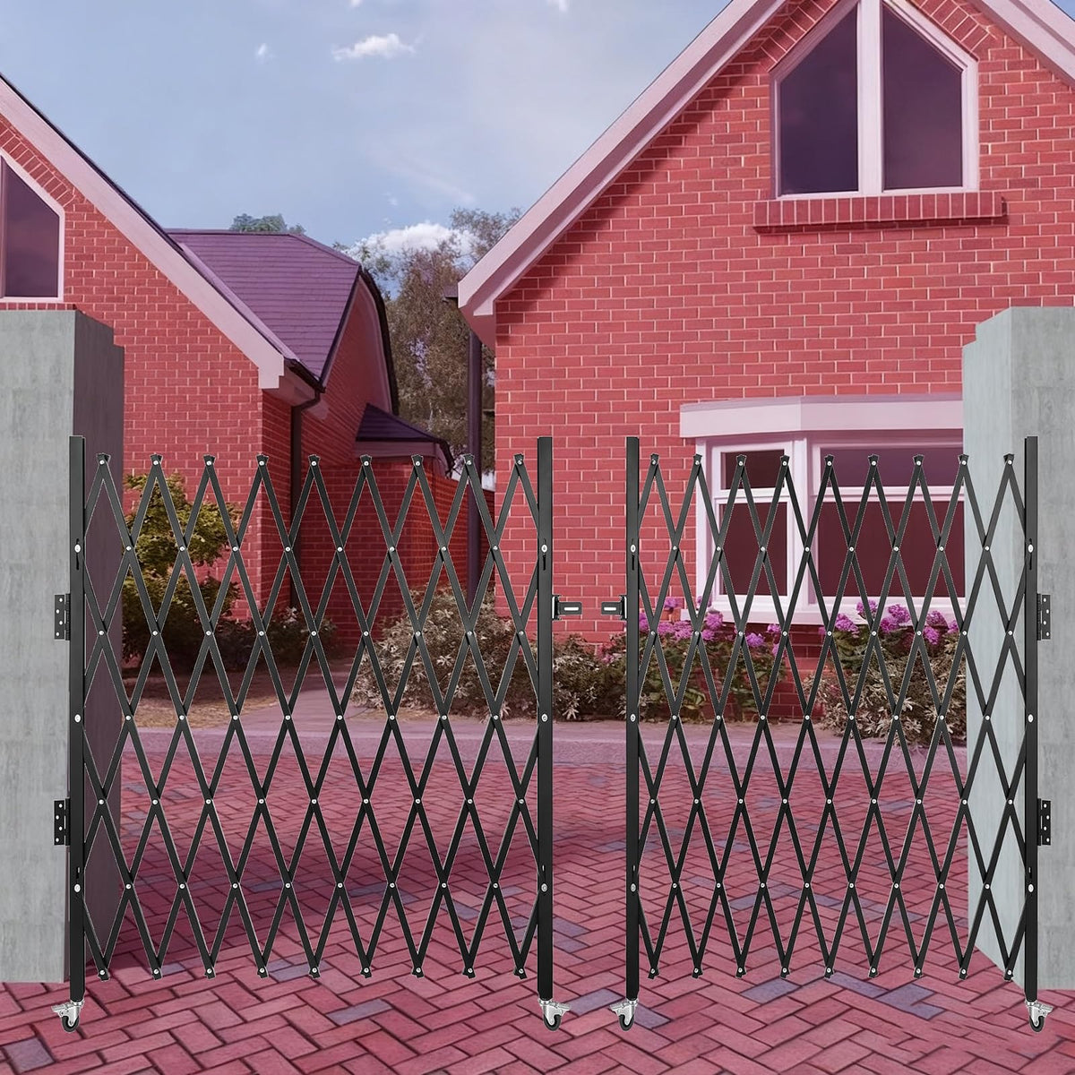 Portable Folding le Gate with Wheels, Design, Stainless Steel for Basements & Gas (71 x 79 inches, 1.8 x 2 m), & Easy to Use