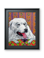SCHMETZPETZ Great Pyrenees Wine Bar Art Print - Cute Dog Wall Decor - Available as Stretched Canvas in Sizes 8x10 to 24x36