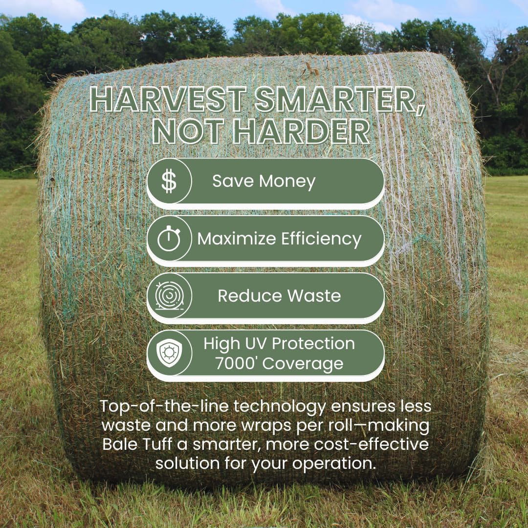 Round Bale Net Wrap - Green - 64inx7000ft - 5-Ft Balers - 8 Roll