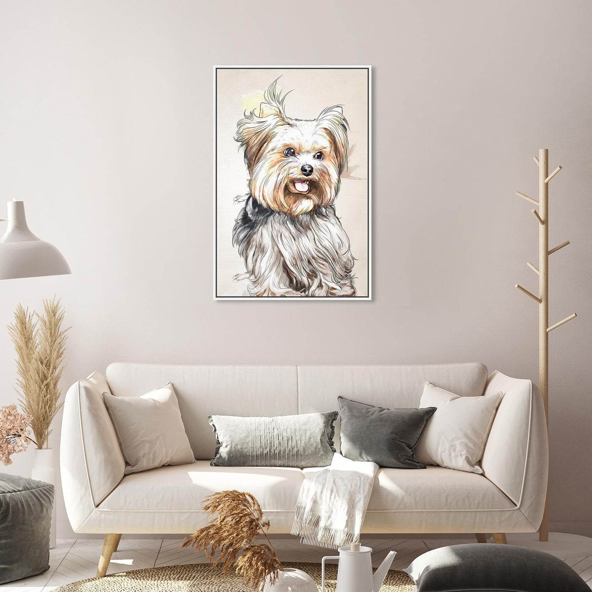 The Oliver Gal Artist Co. Animals Framed Wall Art Canvas Prints 'Yorkie Watercolor' Dogs and Puppies