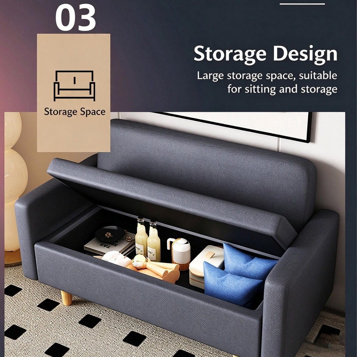 Cat Scratch Resistant Faux Leather Storage Sofa
