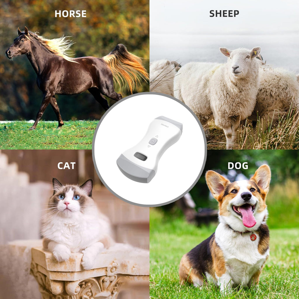CONTEC Veterinary Color Doppler Ultrasound Machine Handheld Convex & Linear Probe for Animals Pet with WiFi and Software for Horse Sheep Dog Cat Pig Diagnostic in Farm Clinic Home CMS1600B-VET