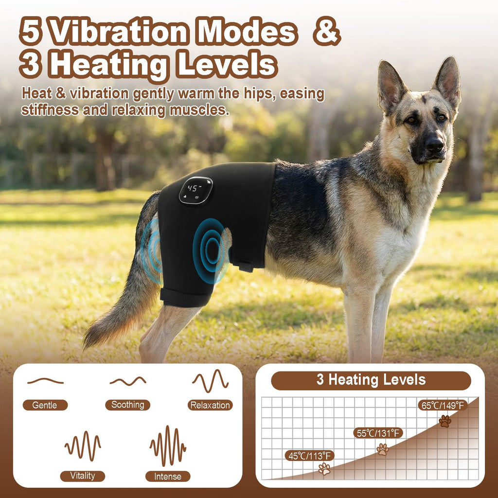 Dog Hip Brace with Heat & Vibration, Patent Pending（Female Dog, XXL)