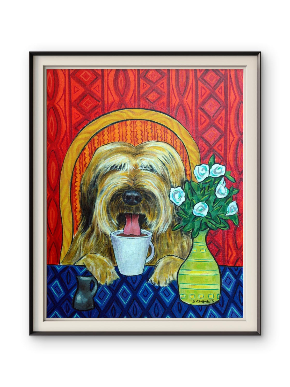 SCHMETZPETZ Briard Dog Coffee Shop Art Print