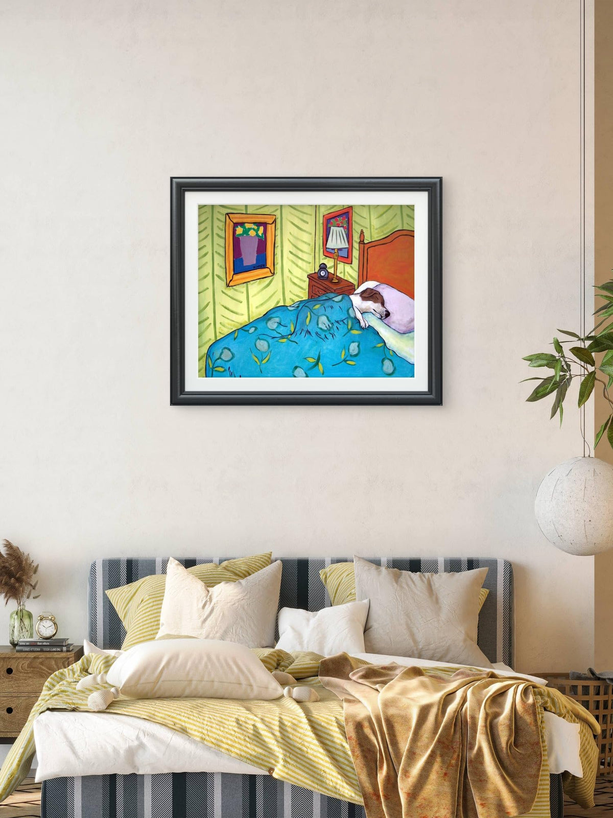 SCHMETZPETZ Jack Russell Art Print, Sleeping Dog Wall Decor, Cute Puppy Painting, Available in Matte, Glossy, or Canvas