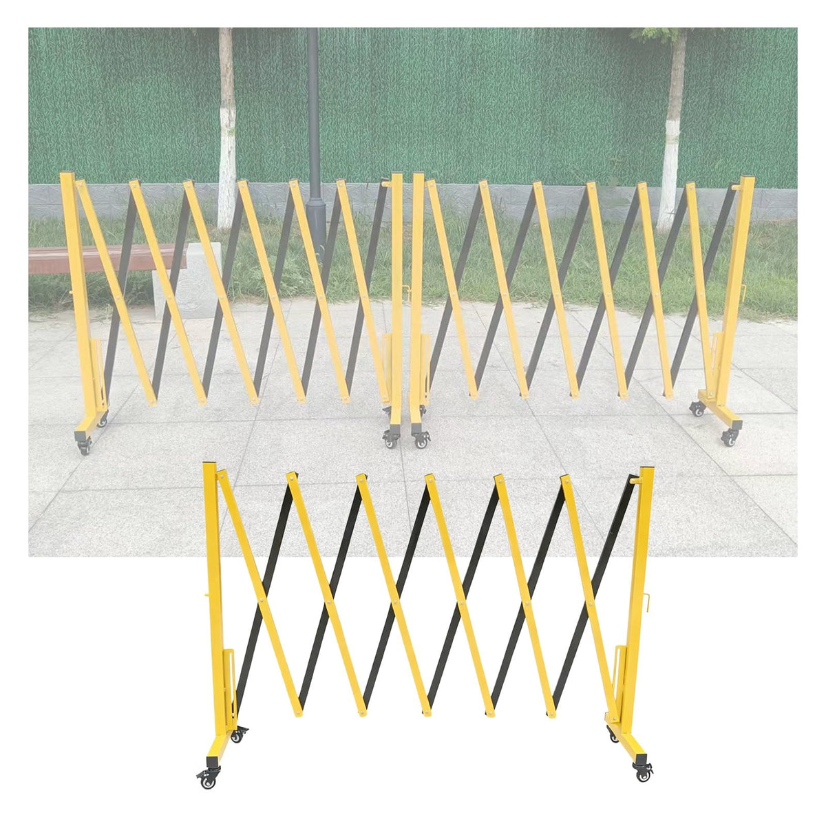 Retractable Folding Security Gate - Outdoor Scissor Door with Casters, Perfect for Schools, Traffic Control & Pet Safety, 150x600cm (59.1x236.2in)