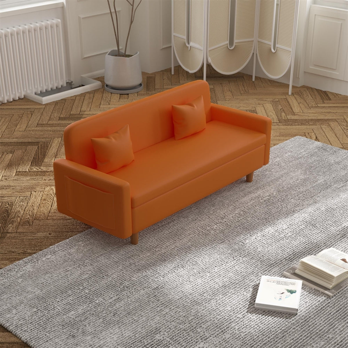 Cat Scratch Resistant Faux Leather Storage Sofa