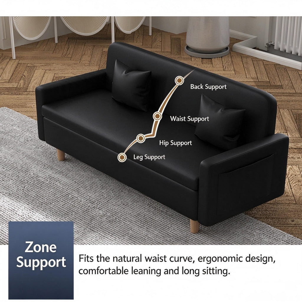 Cat Scratch Resistant Faux Leather Storage Sofa